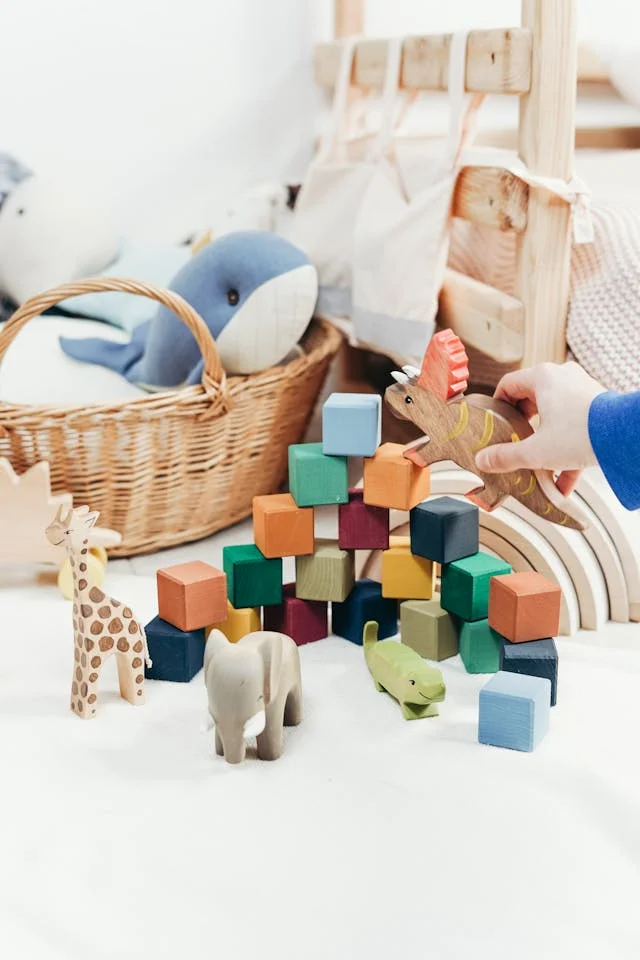 blocks and animals stacked