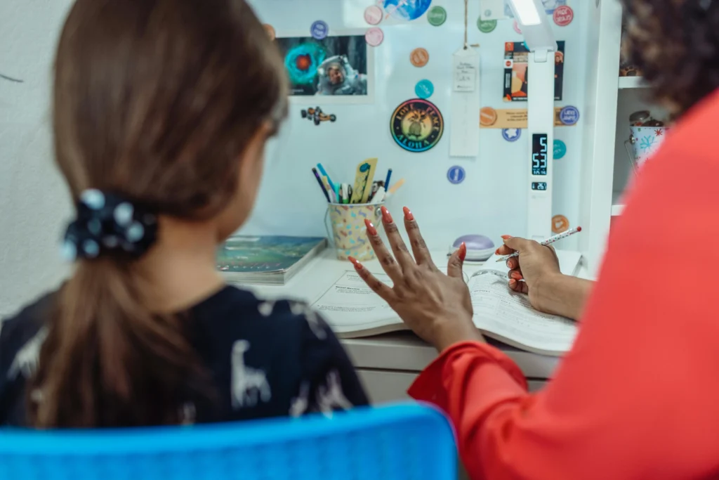 mom teaching child math