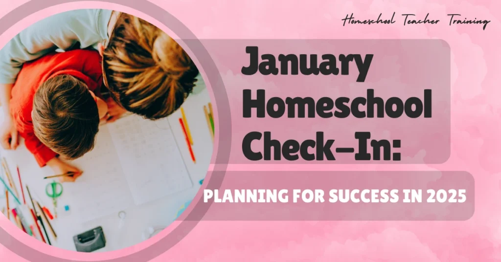 overhead view of homeschool table - January homeschool check-in